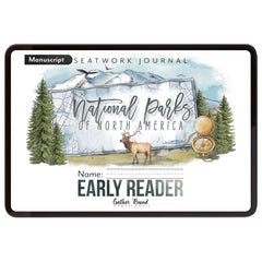 National Parks of North America homeschool unit study digital student seatwork journal in manuscript for  Early Reader