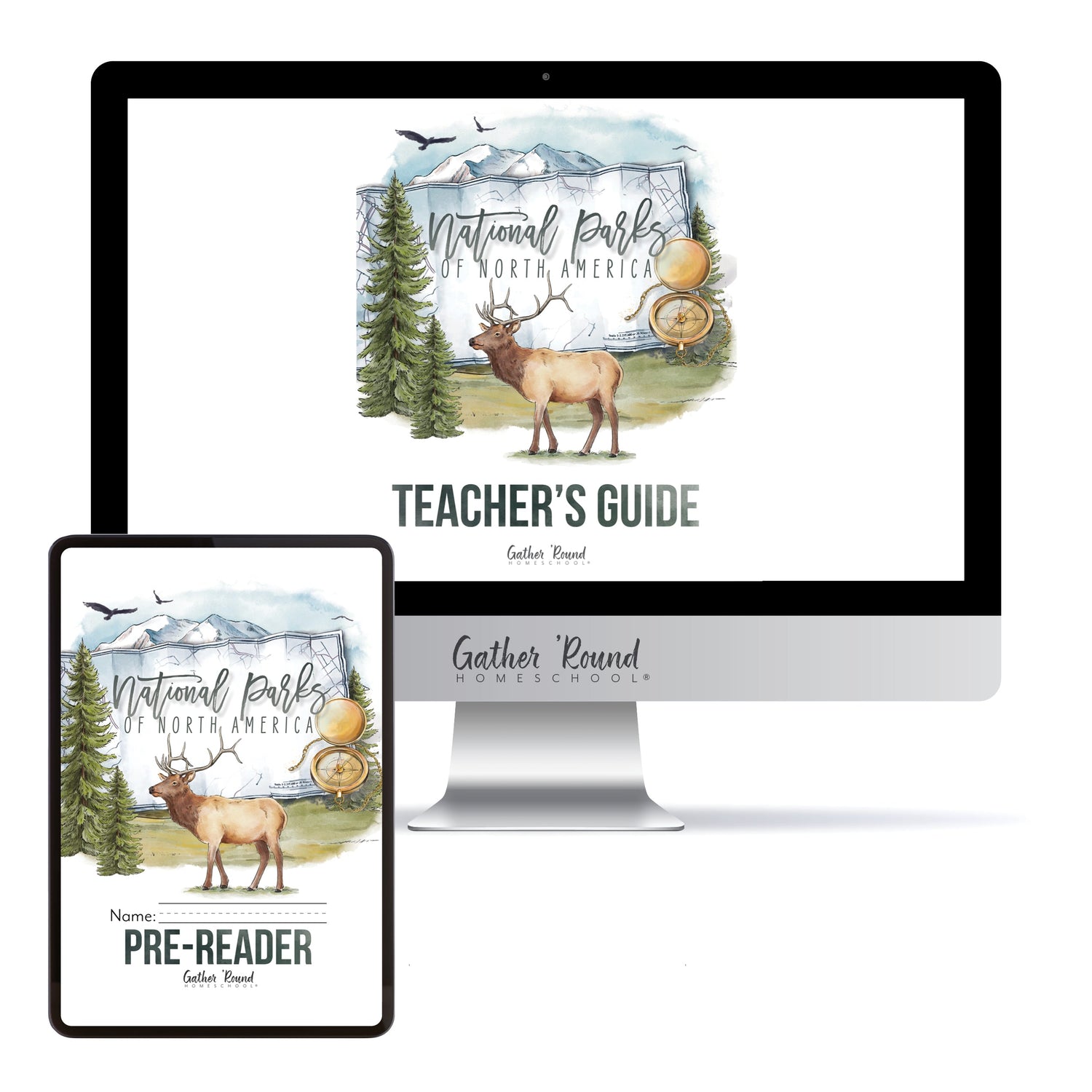 National Parks of North America homeschool unit study printed student workbook for pre-reader with Teacher's Guide 