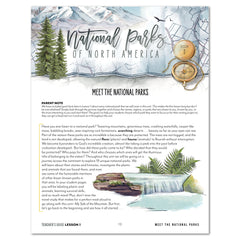 National Parks of North America homeschool unit study printed teacher guide lesson one part one