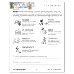 National Parks of North America homeschool unit study printed student workbook for upper elementary with Teacher's Guide  lesson one