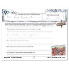 National Parks of North America homeschool unit study digital student seatwork journal in Manuscript for Middle School lesson one