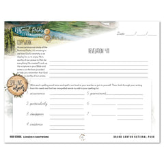 National Parks of North America homeschool unit study digital student seatwork journal in Cursive for High School lesson one