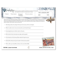 National Parks of North America homeschool unit study digital student seatwork journal in manuscript for High School lesson one