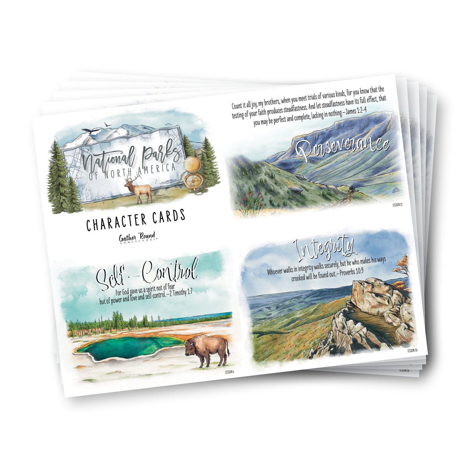 National Parks of North America Character Cards digital four to a page