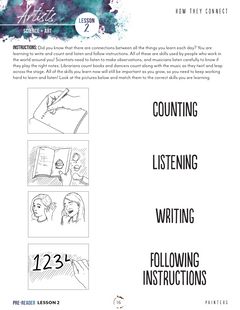 Artist Homeschool Unit Study Digital Pre-Reader Student Book Lesson 2 Page