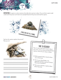 Artist Homeschool Unit Study Digital Early Reader Student Book Lesson 5 Page