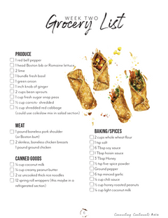 Asia Homeschool Unit Study Recipe Book Wek Two Grocery List