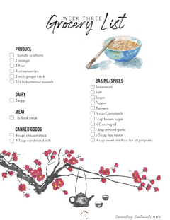 Asia Homeschool Unit Study Digital Recipe Book Week Three Grocery List