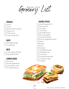 Asia Homeschool Unit Study Digital Recipe Book Week Five Grocery List