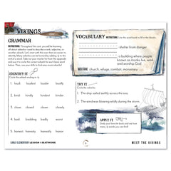 Vikings Homeschool Unit Study Digital Seatwork Journal Manuscript Early Elementary Lesson 1 Grammar and Vocabulary