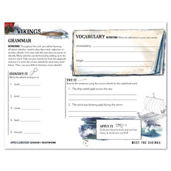 Vikings Homeschool Unit Study Digital Seatwork Journal Manuscript Upper Elementary Lesson 1 Grammar and Vocabulary