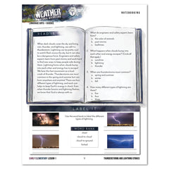 Weather + Natural Disasters Homeschool Unit Study Digital Early Elementary Student Book Lesson 1 Notebooks
