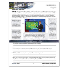 Weather + Natural Disasters Homeschool Unit Study Digital High School Student Book Lesson 1 Studio Reporting