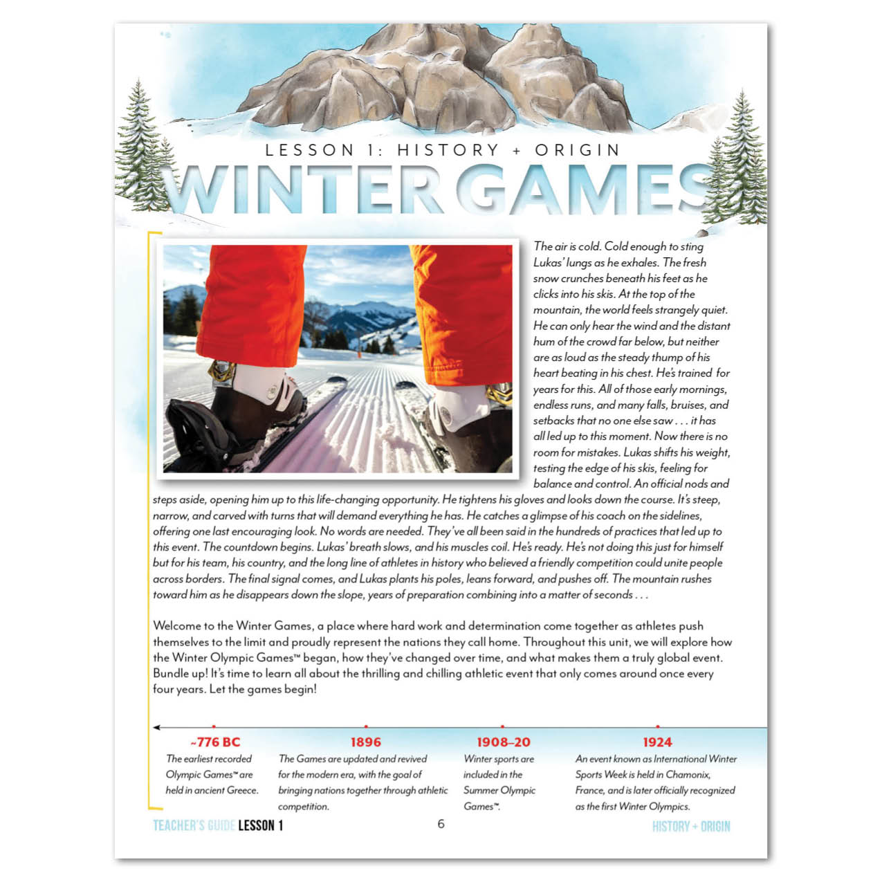 Winter Games Homeschool Unit Study Digital Download Teacher's Guide Lesson 1 History and Origin Part 1