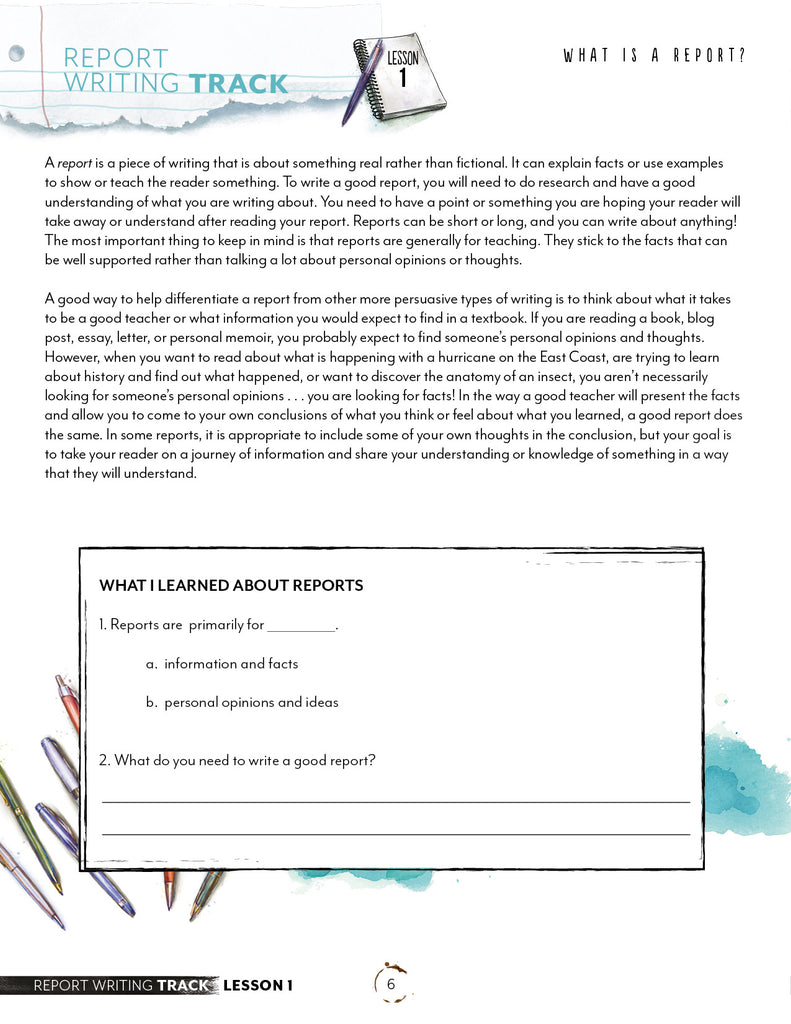 Report Digital Writing Track – Gather 'Round Homeschool